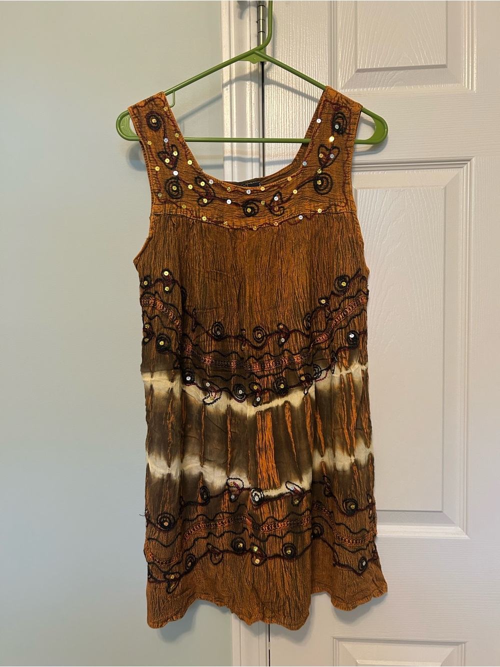 Boho Embroidered Tie-Dye Dress